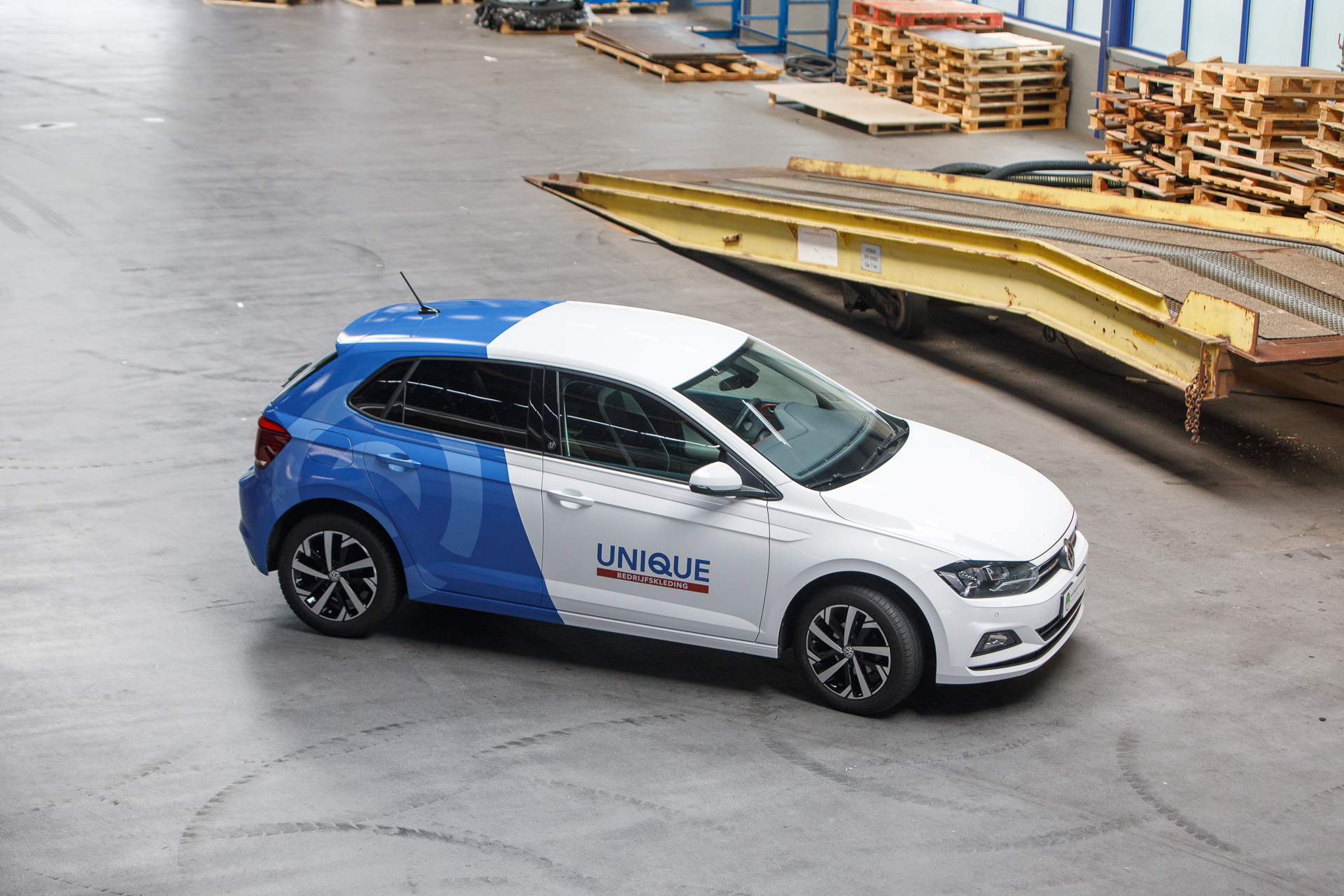 Carwrap VW Polo Unique bedrijfskleding