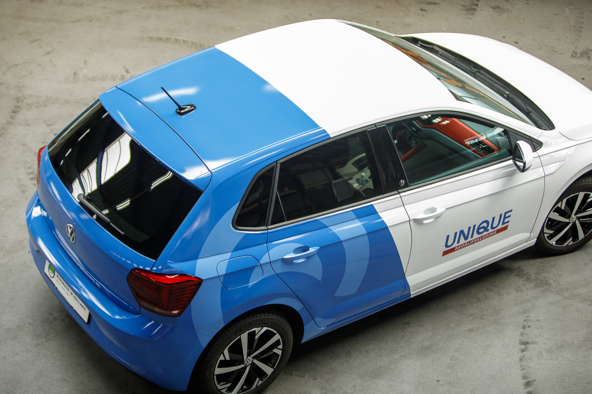 Carwrap VW Polo Unique bedrijfskleding